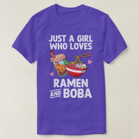 Gewoon een meisje dat van Ramen houdt en Boba Bubb T-shirt (Design voorkant)