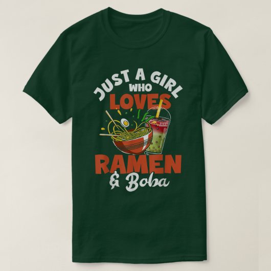 Gewoon een meisje dat van Ramen houdt en Boba Bubb T-shirt (Design voorkant)