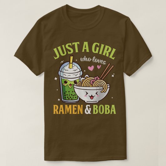 Gewoon een meisje dat van Ramen houdt en Boba Kawa T-shirt (Design voorkant)