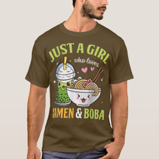 Gewoon een meisje dat van Ramen houdt en Boba Kawa T-shirt