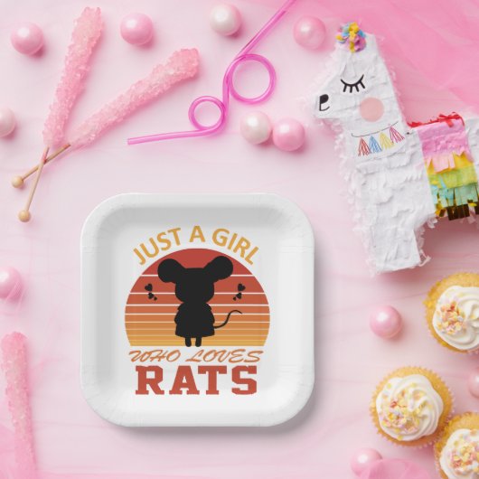 Gewoon een meisje dat van ratten houdt papieren bordje (Feest)