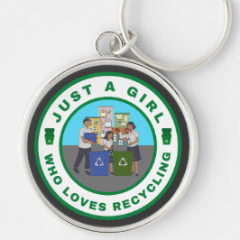 Gewoon een meisje dat van Recycling houdt Sleutelhanger