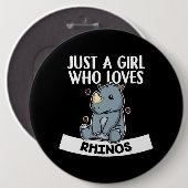 Gewoon een meisje dat van Rhinos Cute Rhinoceros h Ronde Button 6,0 Cm (Voorkant /achterkant)
