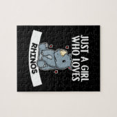 gewoon een meisje dat van rhinos schattige neushoo legpuzzel (Horizontaal)