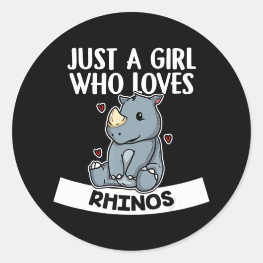 gewoon een meisje dat van rhinos schattige neushoo ronde sticker (Voorkant)