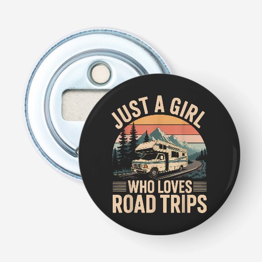 Gewoon een meisje dat van roadtrips houdt button flesopener (Voorkant)