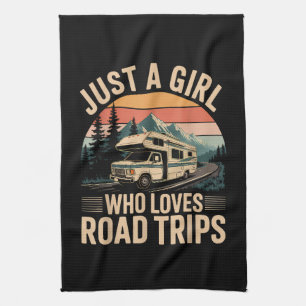 Gewoon een meisje dat van roadtrips houdt theedoek