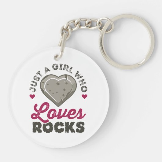 Gewoon een meisje dat van Rocks Geology Geoloog ho Sleutelhanger (Achterkant)