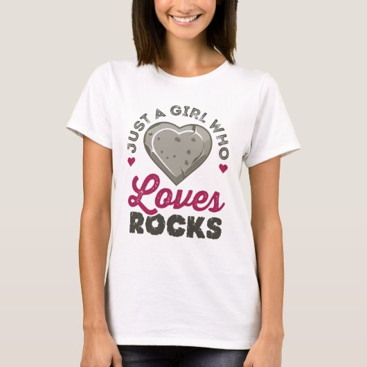 Gewoon een meisje dat van Rocks Geology Geoloog ho T-shirt (Voorkant)