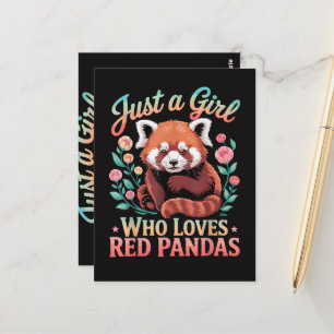 Gewoon Een Meisje Dat Van Rode Pandas Houdt Briefkaart