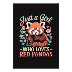 Gewoon Een Meisje Dat Van Rode Pandas Houdt Foto Afdruk