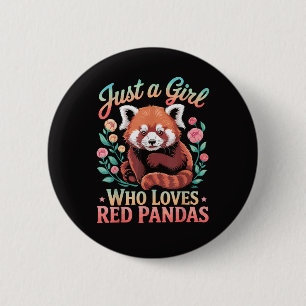 Gewoon Een Meisje Dat Van Rode Pandas Houdt Ronde Button 5,7 Cm