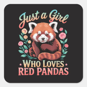 Gewoon Een Meisje Dat Van Rode Pandas Houdt Vierkante Sticker