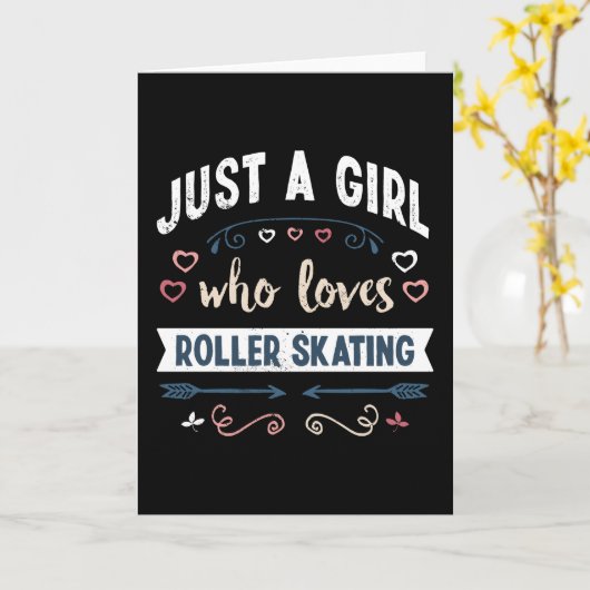 Gewoon een meisje dat van Roller Skating Funny Gif Kaart (Gele Bloem)