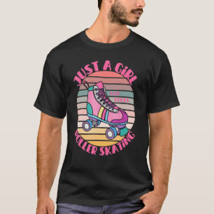 Gewoon een meisje dat van rolschaatsen houdt Retro T-shirt