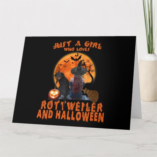 Gewoon een meisje dat van Rottweiler Dog en Hallow Kaart (Voorkant)