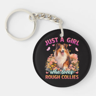 Gewoon een meisje dat van Rough Collies houdt Sleutelhanger