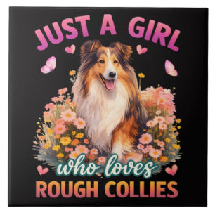 Gewoon een meisje dat van Rough Collies houdt Tegeltje