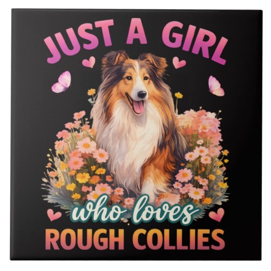 Gewoon een meisje dat van Rough Collies houdt Tegeltje (Voorkant)