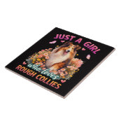 Gewoon een meisje dat van Rough Collies houdt Tegeltje (Zijkant)