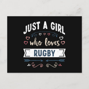 Gewoon een meisje dat van Rugby Funny Gifts houdt Briefkaart