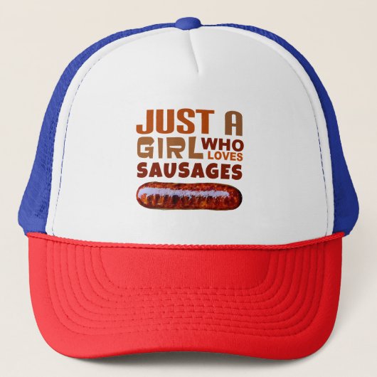 Gewoon een meisje dat van Sausages houdt Trucker Pet (Voorkant)