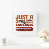Gewoon een meisje dat van Sausages houdt Vierkante Klok (Huis)