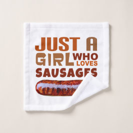 Gewoon een meisje dat van Sausages houdt Washandje