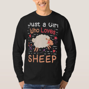 Gewoon een meisje dat van schapenschapen houdt Boe T-shirt