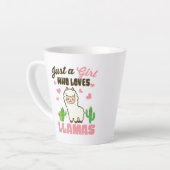 gewoon een meisje dat van schattige lama houdt latte mok (Linkerhoek)