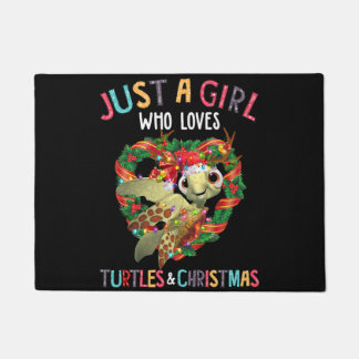 Gewoon een meisje dat van schildpadden en kerstsch deurmat