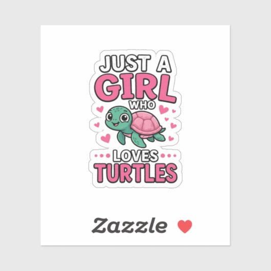 Gewoon een meisje dat van schildpadden houdt, Cute Sticker (Vel)