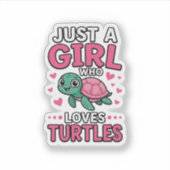 Gewoon een meisje dat van schildpadden houdt, Cute Sticker (Voorkant)