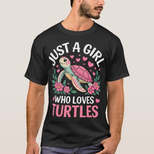 Gewoon Een Meisje Dat Van Schildpadden Houdt T-shirt (Voorkant)