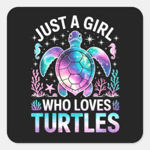 Gewoon een meisje dat van schildpadden houdt vierkante sticker