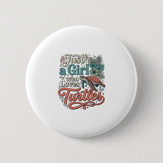 Gewoon een meisje dat van schildpadden houdt vinta ronde button 5,7 cm (Voorkant)
