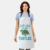 Gewoon een meisje dat van schildpadden houdt vinta schort (Gedragen)