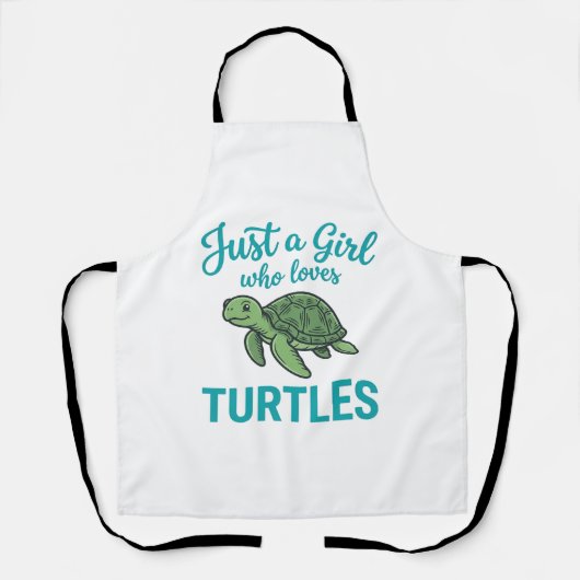 Gewoon een meisje dat van schildpadden houdt vinta schort (Voorkant)