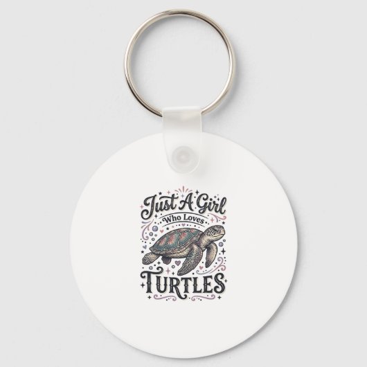 Gewoon Een Meisje Dat Van Schildpadden Houdt Vinta Sleutelhanger (Voorkant)