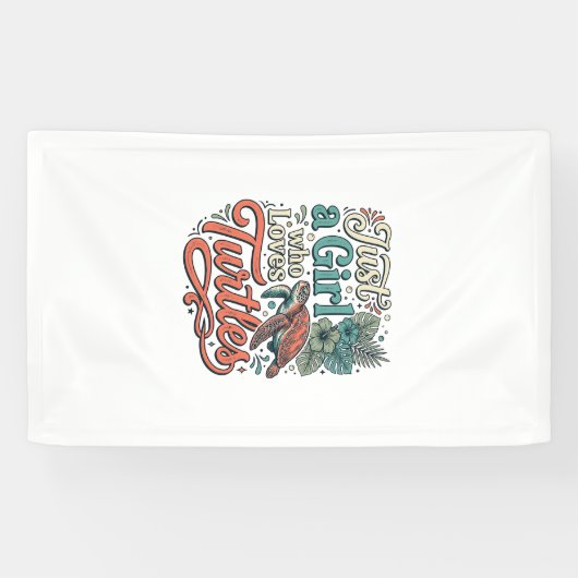 Gewoon een meisje dat van schildpadden houdt vinta spandoek (Horizontaal)