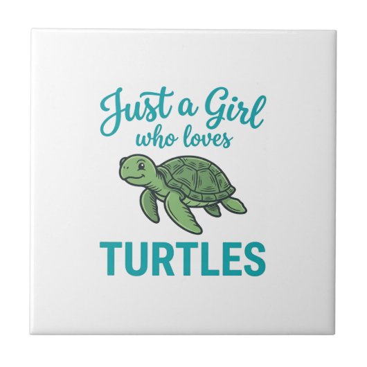 Gewoon een meisje dat van schildpadden houdt vinta tegeltje (Voorkant)