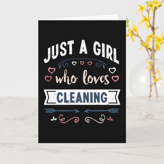 Gewoon een meisje dat van schoonmaken houdt, leuke kaart (Gele Bloem)