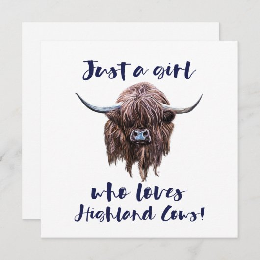 Gewoon een meisje dat van Schotse hooglandkoeien h Bedankkaart (Voorkant / Achterkant)