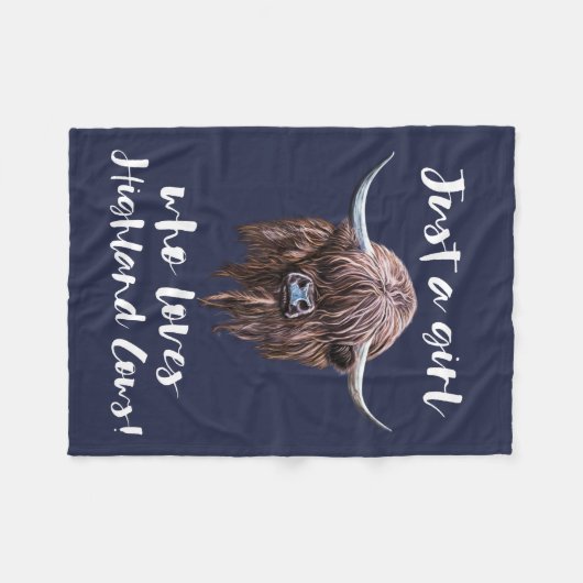 Gewoon een meisje dat van Schotse hooglandkoeien h Fleece Deken (Voorkant (Horizontaal))