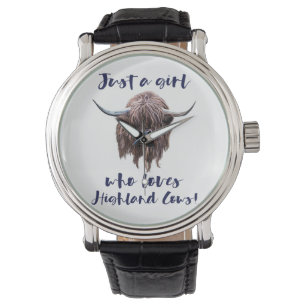 Gewoon een meisje dat van Schotse hooglandkoeien h Horloge