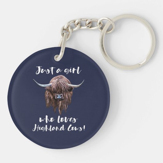Gewoon een meisje dat van Schotse hooglandkoeien h Sleutelhanger (Achterkant)