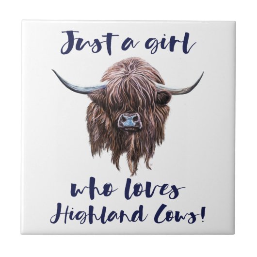 Gewoon een meisje dat van Schotse hooglandkoeien h Tegeltje (Voorkant)