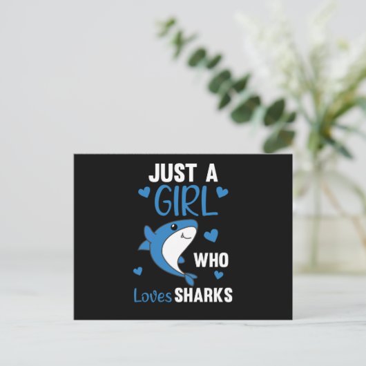 Gewoon een meisje dat van Sharksars houdt, een gra Briefkaart (Staand voorkant)