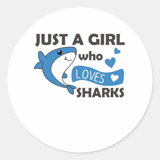Gewoon een meisje dat van Sharksars houdt, een gra Ronde Sticker (Voorkant)