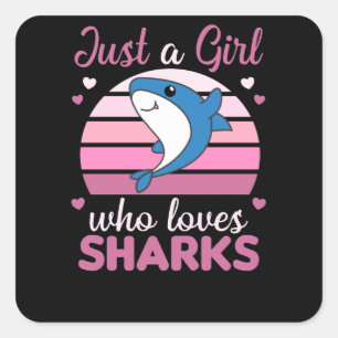 Gewoon een meisje dat van Sharksars houdt, een gra Vierkante Sticker